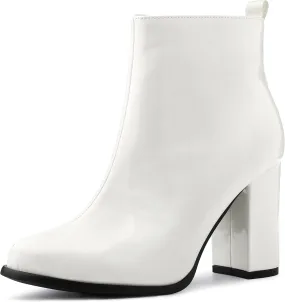 Allegra K Women's Round Toe Zipper Chunky Heels Ankle Boots