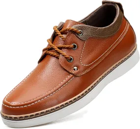 CERYTHRINA Men's Invisible Height Increasing Elevator Shoes Fashion Lace-up Leather Oxford Sports Shoes Casual Dress Shoes