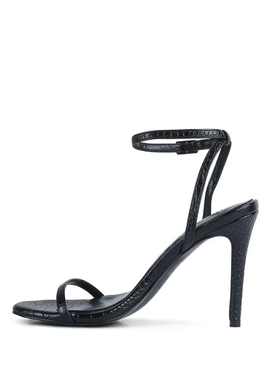 Croc Open Toe Ankle Strap High Heels