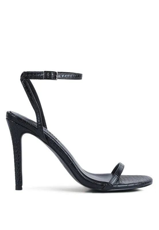 Croc Open Toe Ankle Strap High Heels