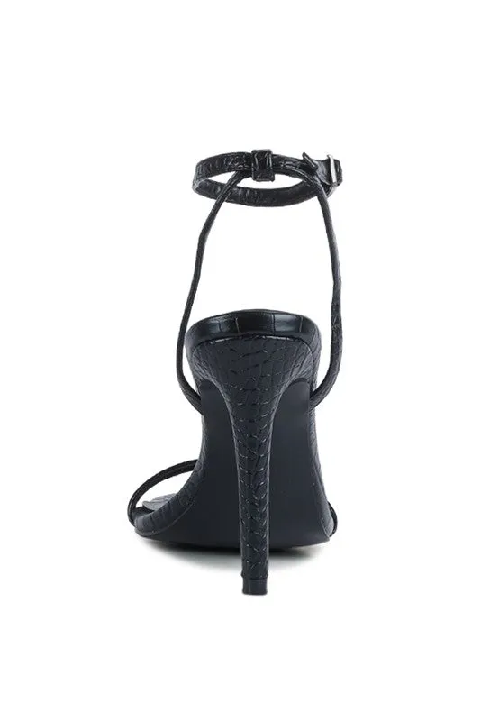 Croc Open Toe Ankle Strap High Heels