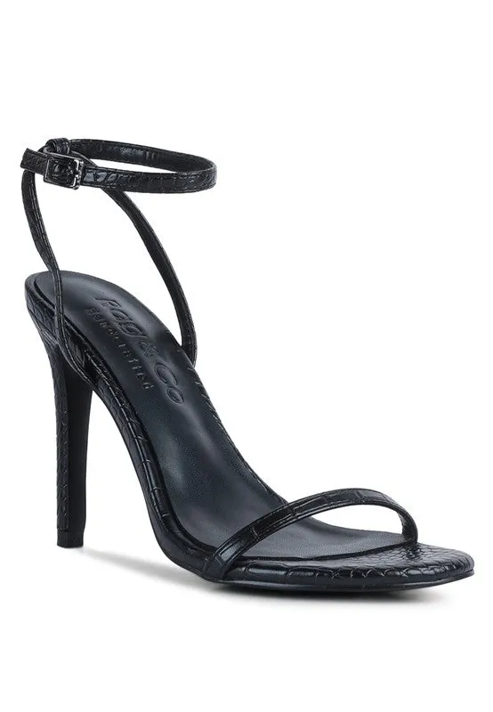 Croc Open Toe Ankle Strap High Heels