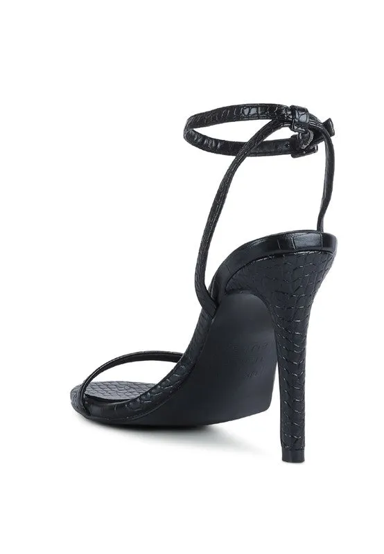 Croc Open Toe Ankle Strap High Heels