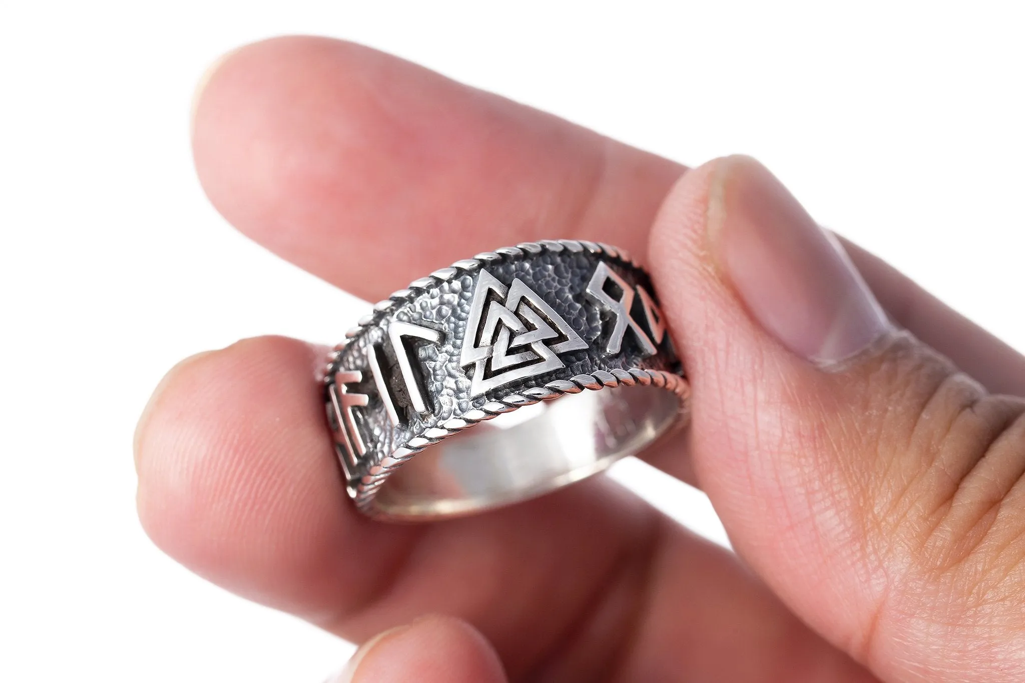 Hail Odin Valknut Ring - Sterling Silver
