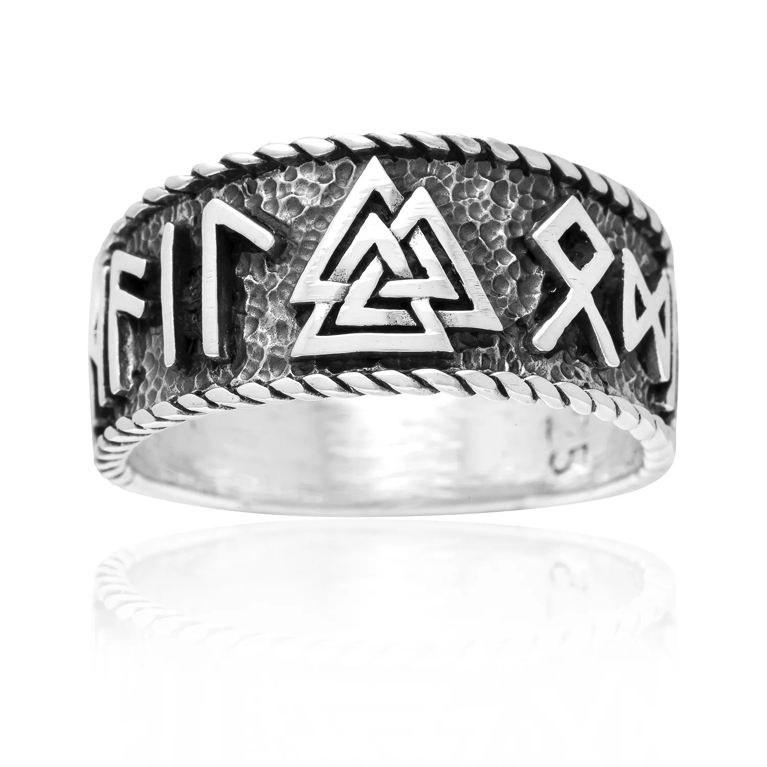 Hail Odin Valknut Ring - Sterling Silver