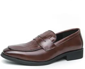 HuitJours Men Two Tone Colors Penny Loafer Slip On Pull on Dress Shoes Casual Boat Shoes Moccasins