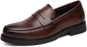 HuitJours Men Two Tone Colors Penny Loafer Slip On Pull on Dress Shoes Casual Boat Shoes Moccasins