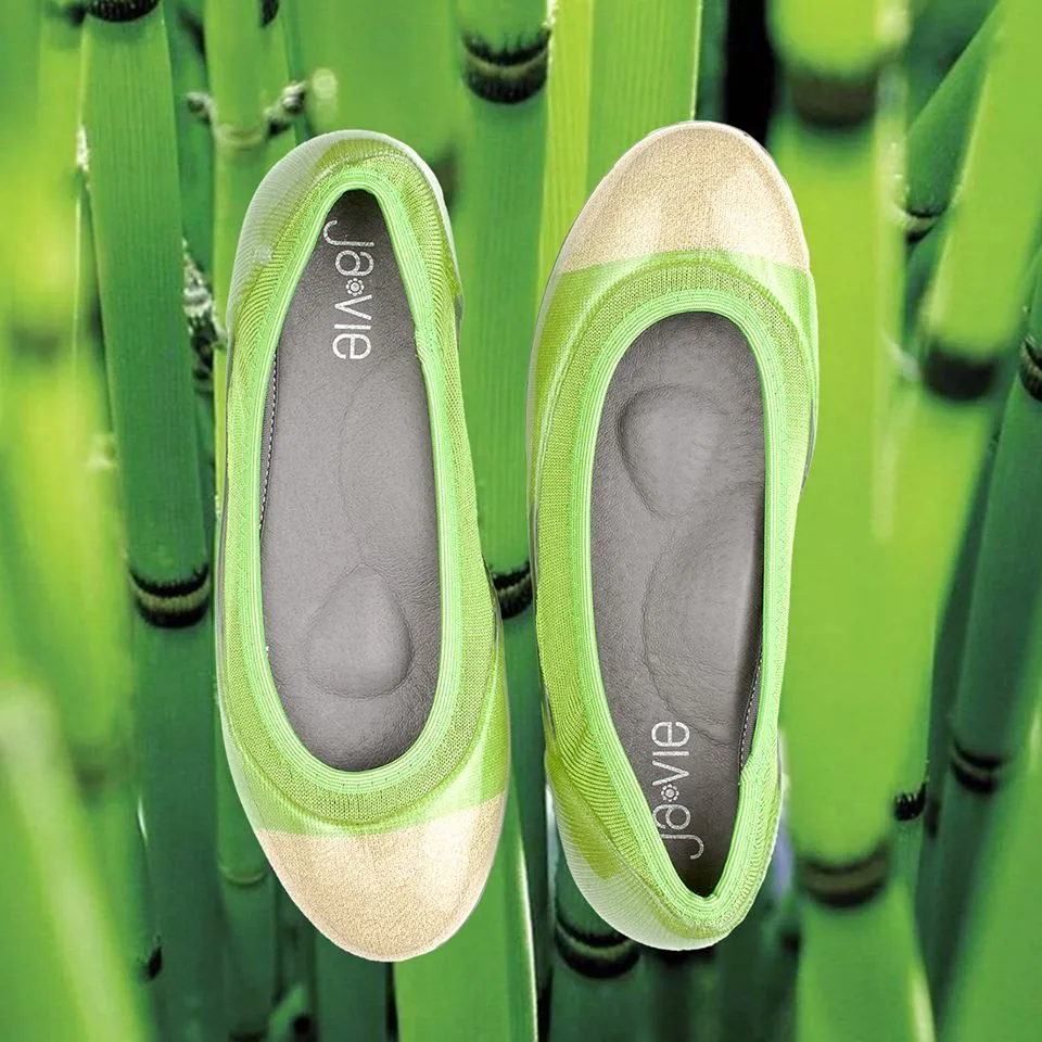 ja-vie parrot green/gold jelly flats shoes