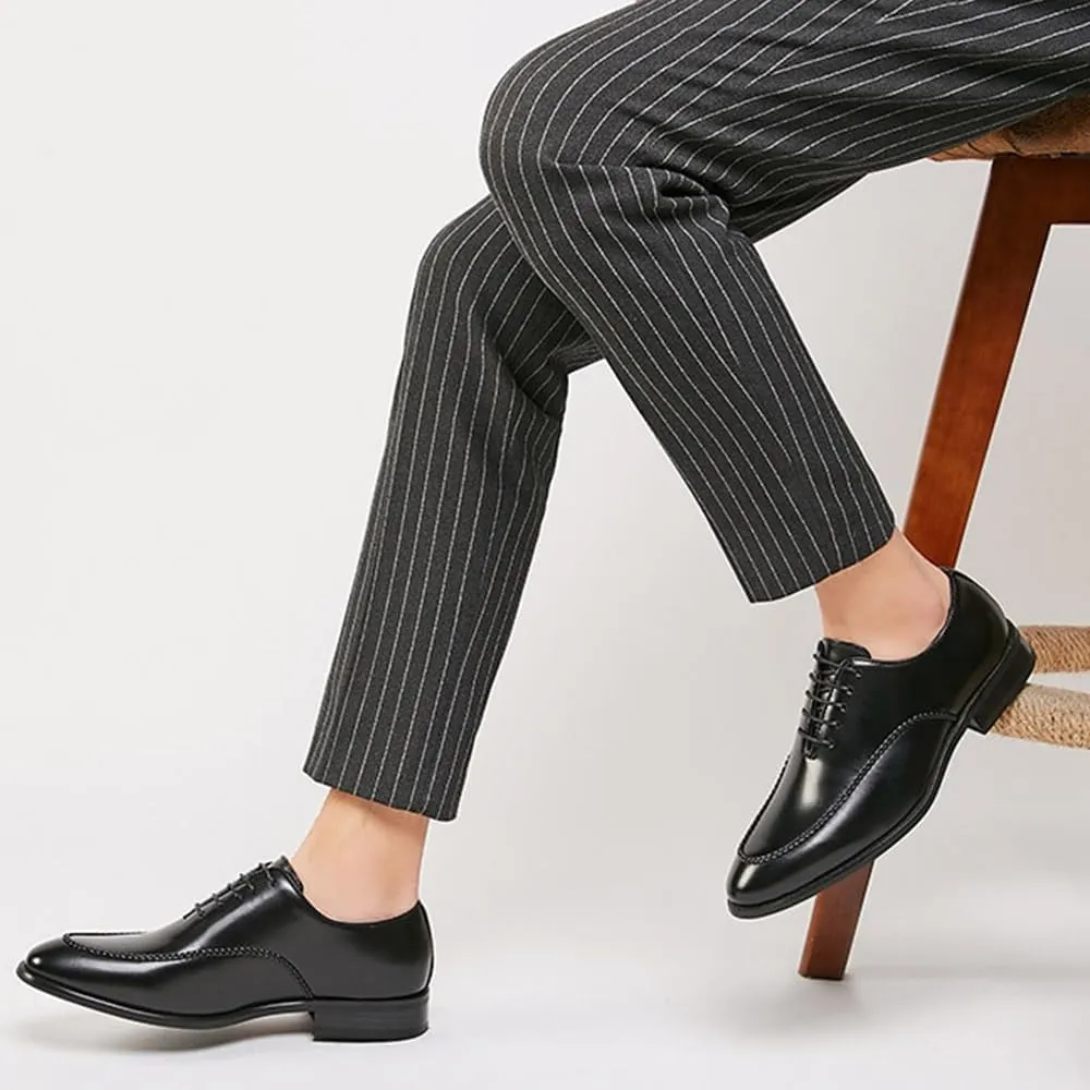 Men Classic Leather Oxford Dress Shoes Lace Up Pointed Toe Business Wedding Office Brogue Tuxedo Fashion Shoes