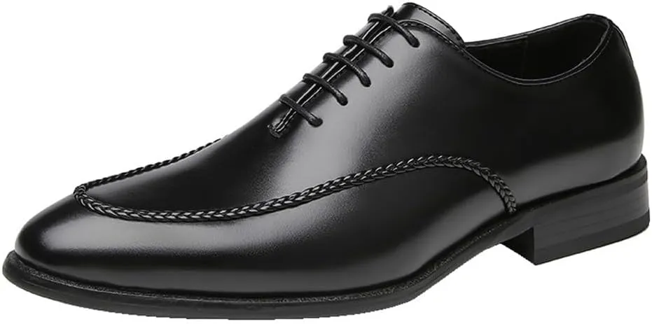 Men Classic Leather Oxford Dress Shoes Lace Up Pointed Toe Business Wedding Office Brogue Tuxedo Fashion Shoes