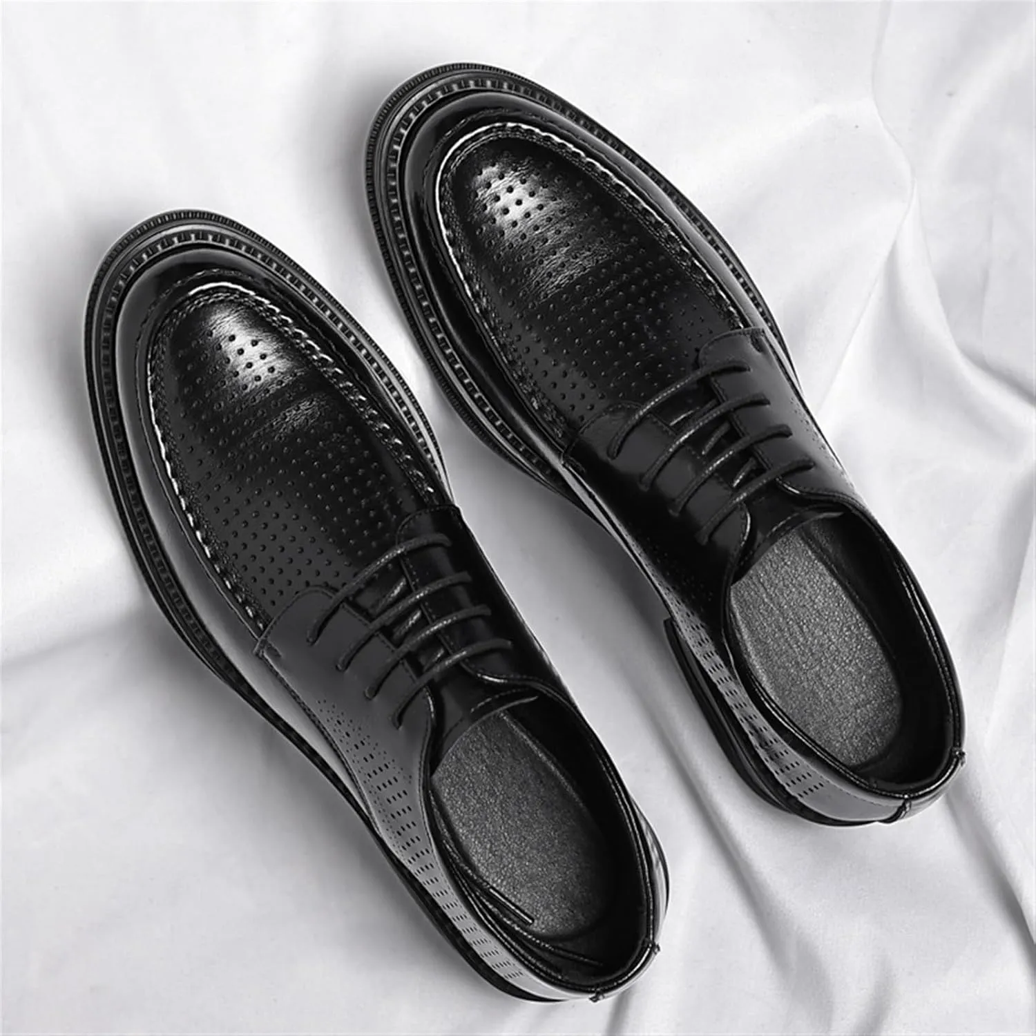 Men Dress Shoes Men's Breathable Leather Wingtip Brogue Oxfords Shoes Classic Lace Up Formal Tuxedo Derby Shoes for Men