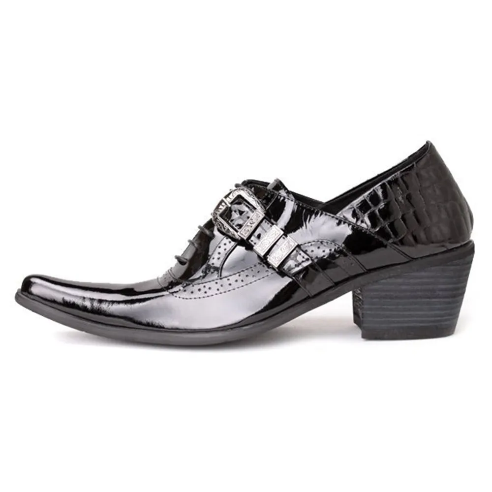 Men Pointed Monk Strap Oxford Shoes