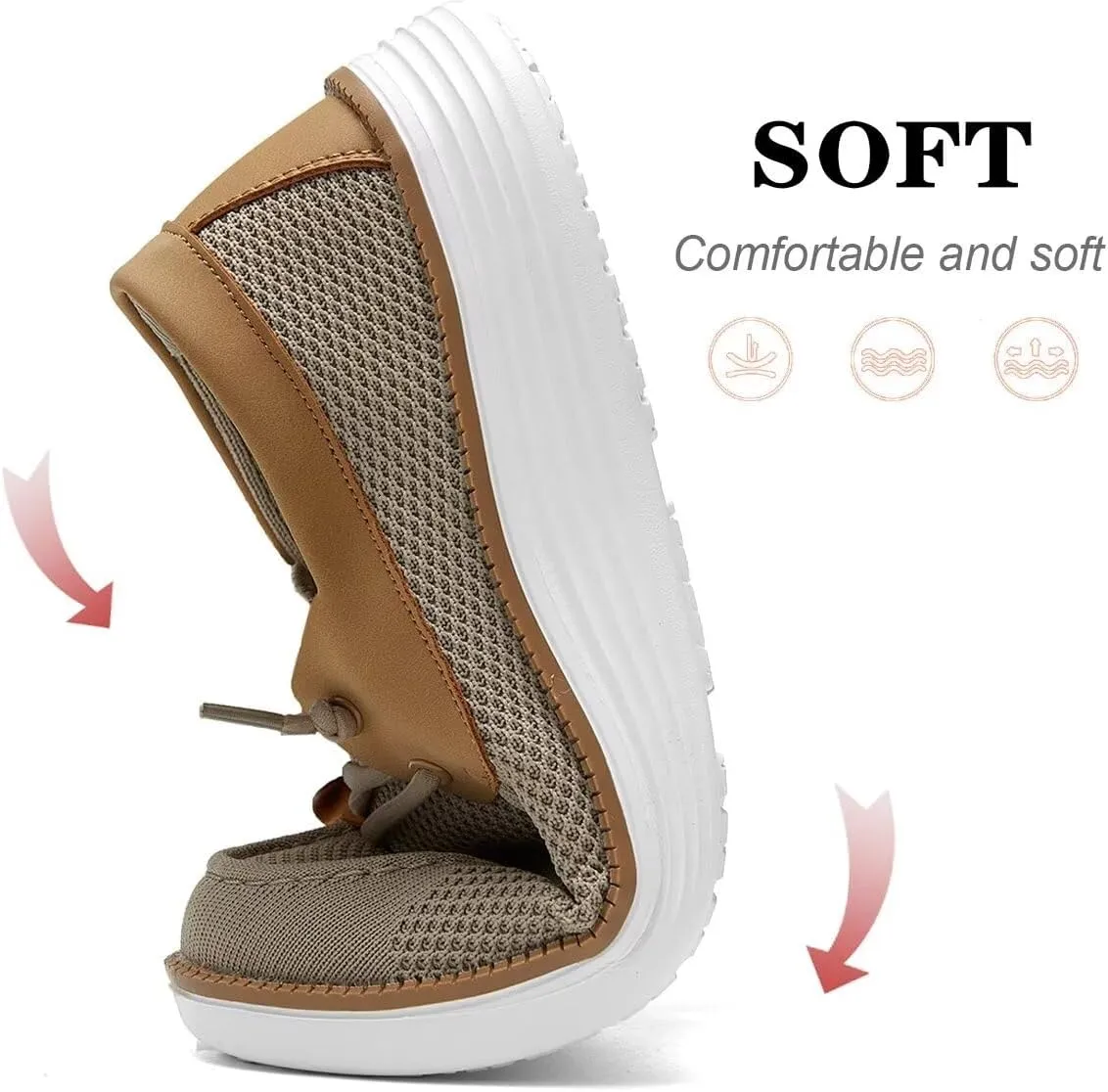 Mens Boat Shoes Casual Loafers Slip On Walking Dress Sneakers Mesh Business Oxfords Work Lightweight Soft Sole