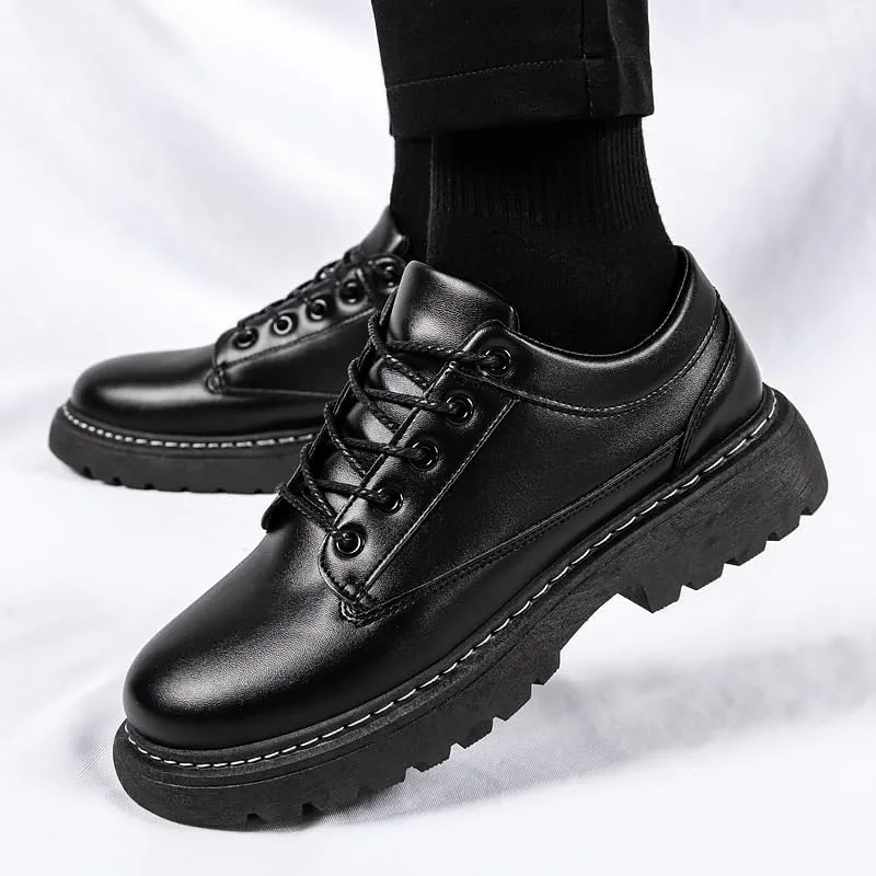 Men's Brogue Oxfords Shoes Fashion Classic Round-Toe Lace Up Low Top Leather Dress Shoes Breathable Lace Up Shoes for Business Office Wear
