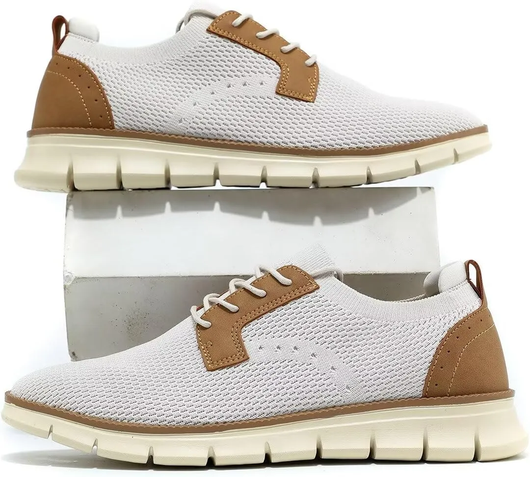Mens Casual Oxfords Walking Shoes Fashion Mesh Dress Business Sneakers Work Comfortable Lightweight Soft Sole