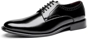 Men's Classic Genuine Leather Formal Business Derby Leather Shoes Fashion Lace Up Casual Tailcoat Oxford Shoes Comfortable Business Dress Shoes
