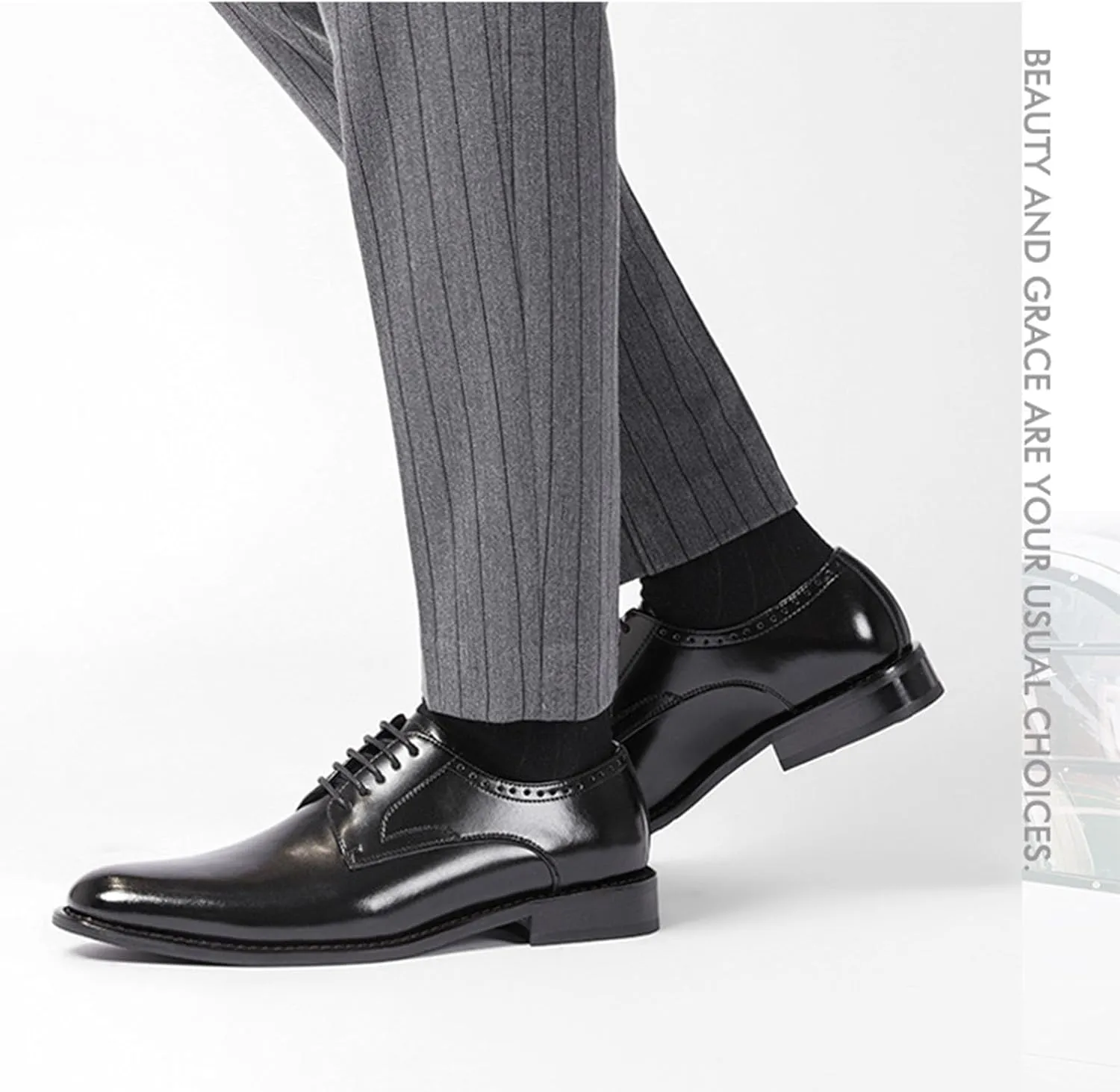Men's Classic Genuine Leather Formal Business Derby Leather Shoes Fashion Lace Up Casual Tailcoat Oxford Shoes Comfortable Business Dress Shoes