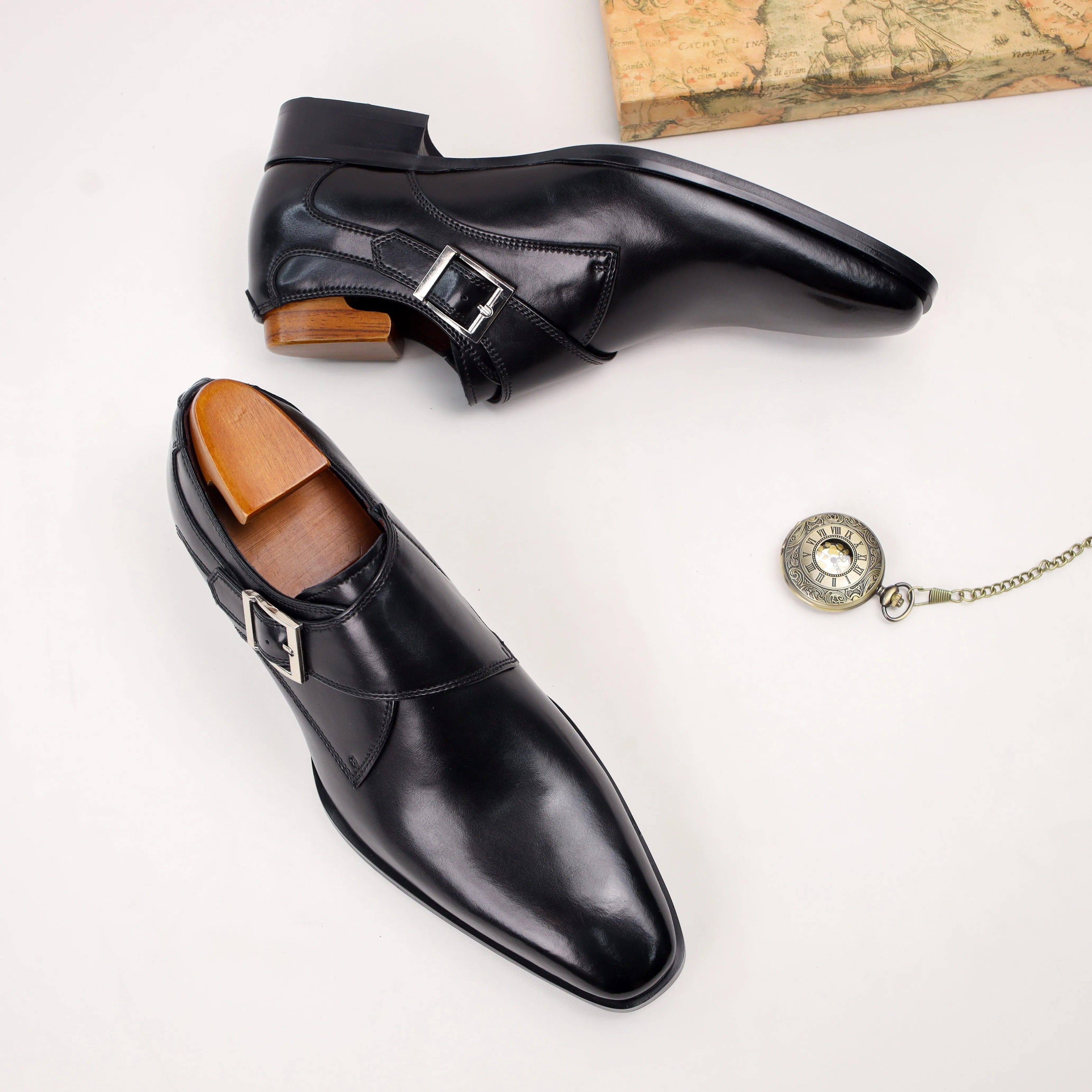 Men's Classic Vintage Monk Shoes - Premium Split Cowhide Upper, Comfy Non-Slip Rubber Sole, Buckle Strap Detailing, Perfect for Party, Wedding, Formal Events - Durable, Water-Resistant, Easy to Slip On