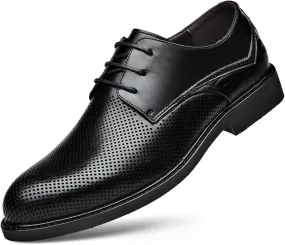 Men's Dress Shoes Formal Business Casual Oxford Shoes Men Breathable Leather Wingtip Brogue Derby Shoes for Men