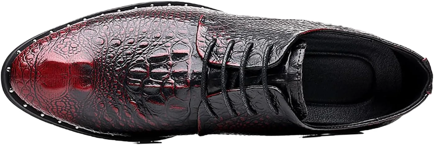 Men's Fashion Leather Lace Up Business Oxford Dress Shoes Patent Leather Pointed Toe Slip On Wedding Formal Business Derby Loafers