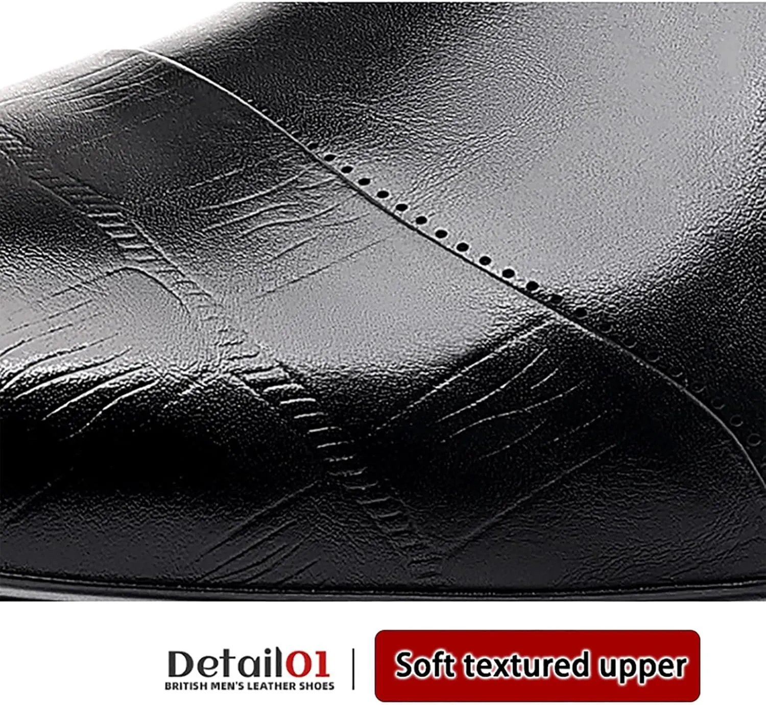 Men's Genuine Leather Breathable Three-Piece Shoes, Business Wedding Groomsmen Dress Shoes with Soft Upper, Anti-Slip Sole Suitable for Business Gentlemen