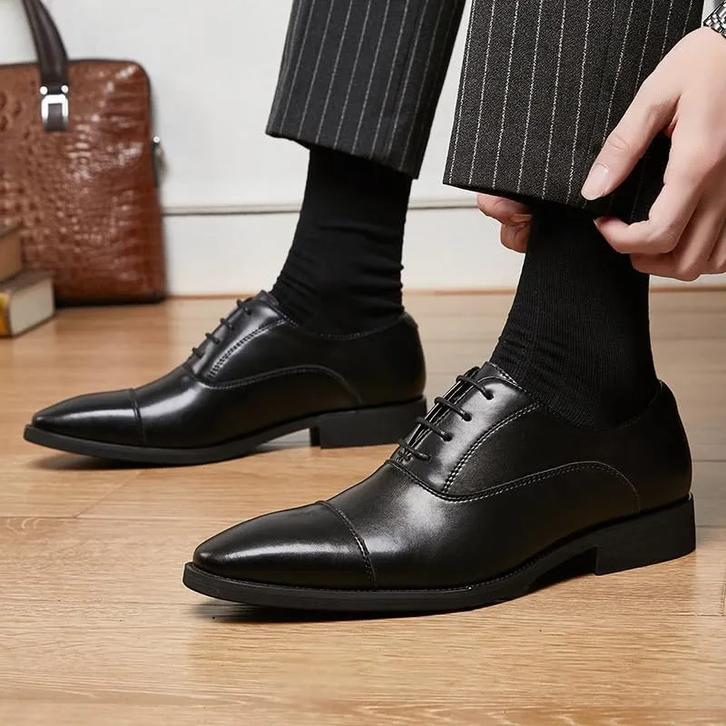 Men's Genuine Leather Tuxedo Shoes - Formal Derby Style for Weddings, Parties & Business Events