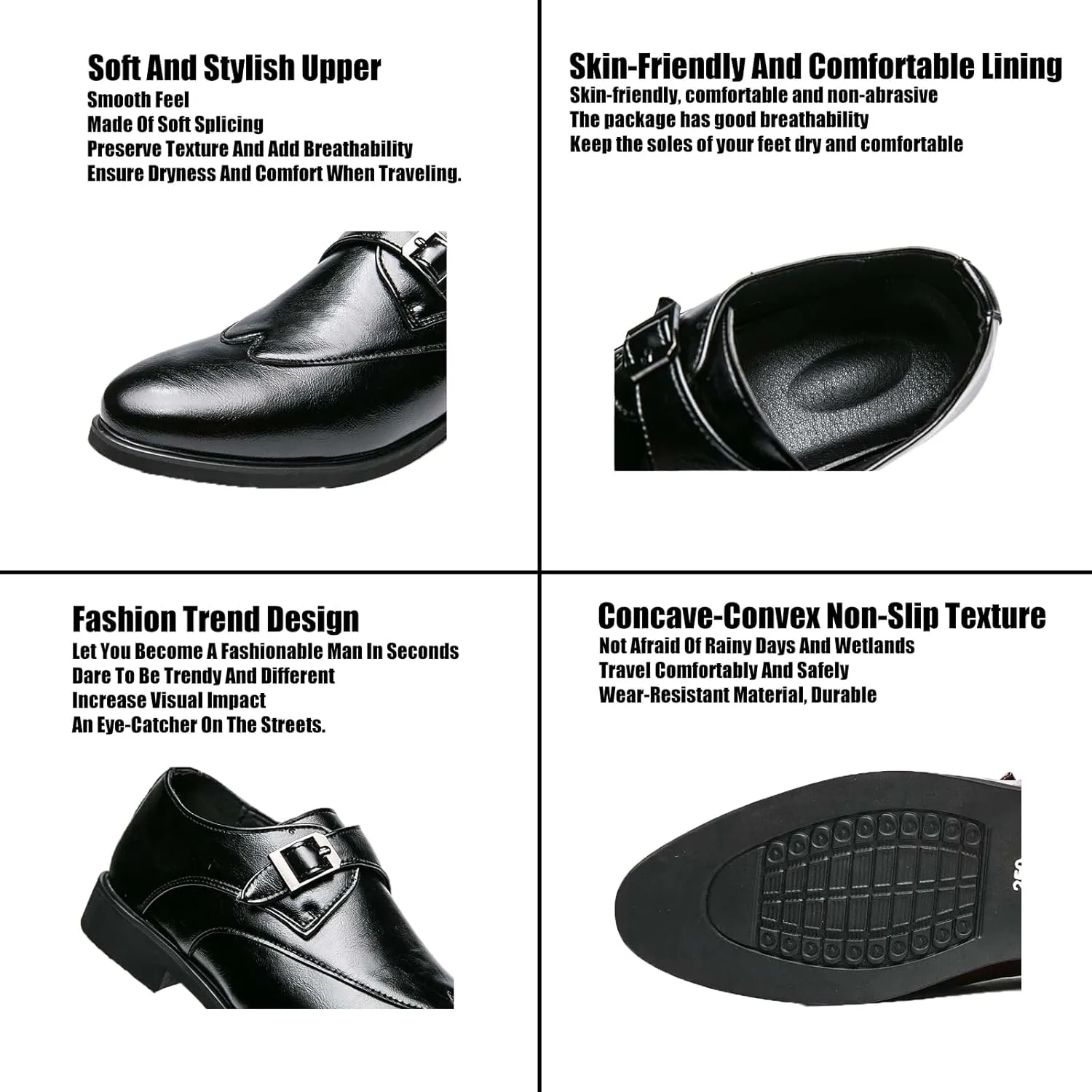 Men's Leather Monk Strap Oxford Dress Shoes Classic Pointed Luxury Derby Shoes Fashion Business Formal Shoes for Office Work Business Fashion