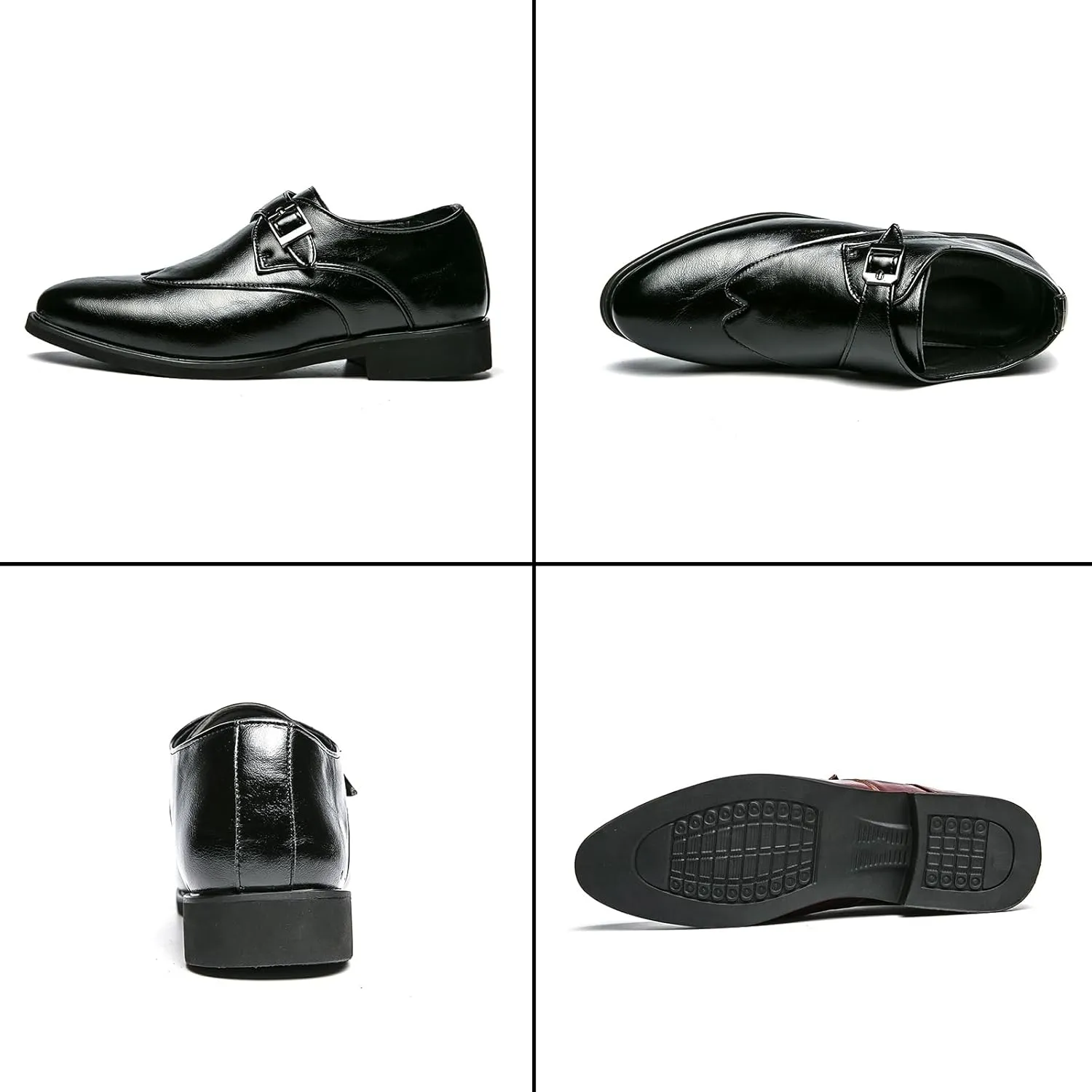 Men's Leather Monk Strap Oxford Dress Shoes Classic Pointed Luxury Derby Shoes Fashion Business Formal Shoes for Office Work Business Fashion