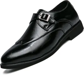 Men's Leather Monk Strap Oxford Dress Shoes Classic Pointed Luxury Derby Shoes Fashion Business Formal Shoes for Office Work Business Fashion