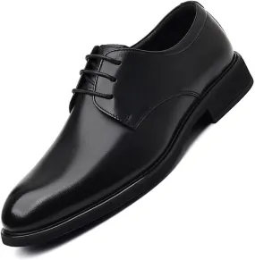 Men's Lightweight Dress Shoes Classic Leather Pointed Toe Non-Slip Softsole Genuine Leather Dress Brogue Tuxedo Oxford Shoes