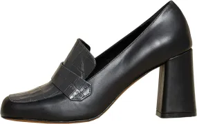 MOOMMO Women Chunky Block Heel Loafer Shoes Slip On Square Toe Formal High Heels Pumps Crocodile Closed Toe 3" Heel Oxford Shoes Office Ladies Business Professional Comfortable Spring Fall 4-11 M US