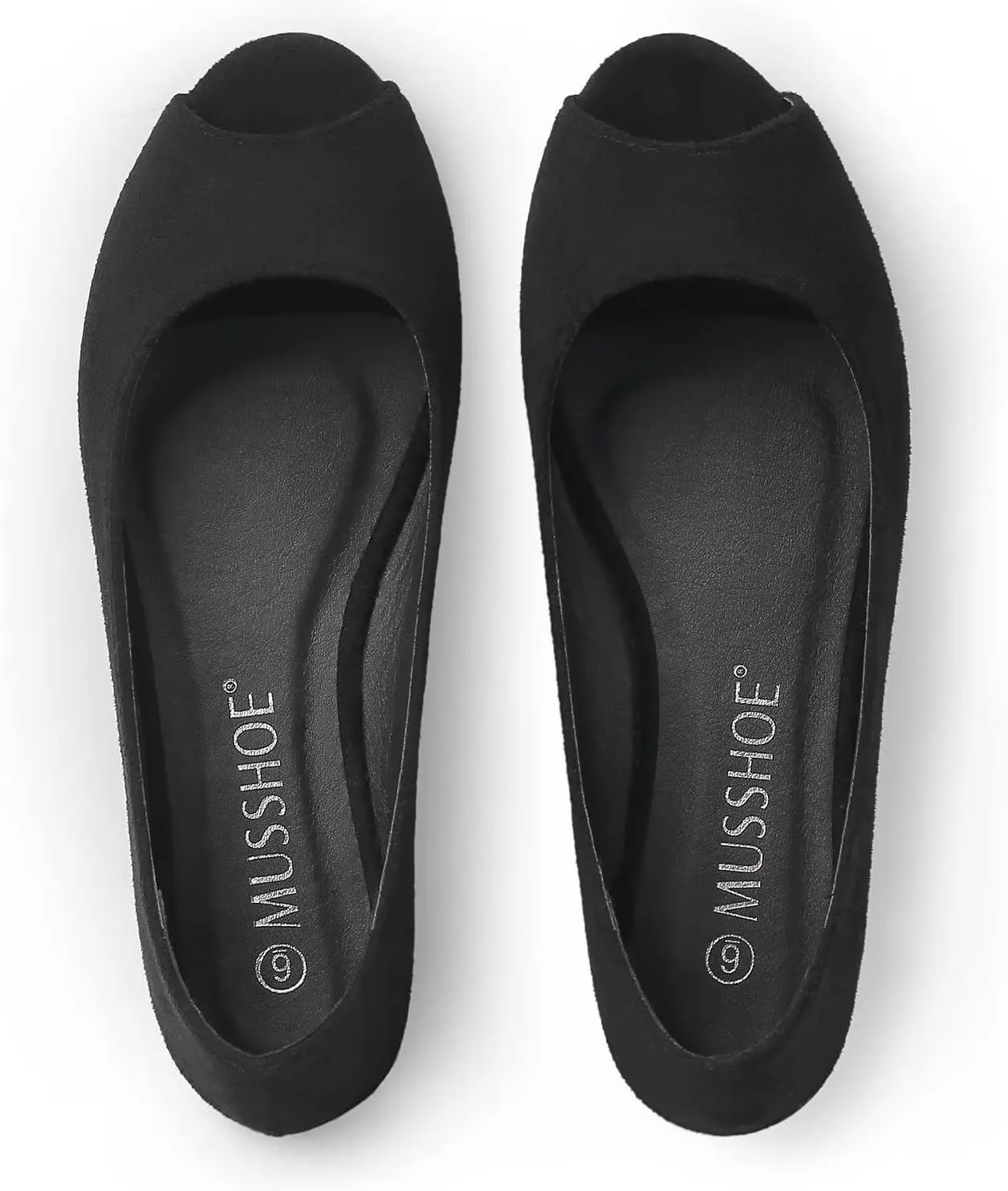 MUSSHOE Peep Toe Flat Shoes for Women