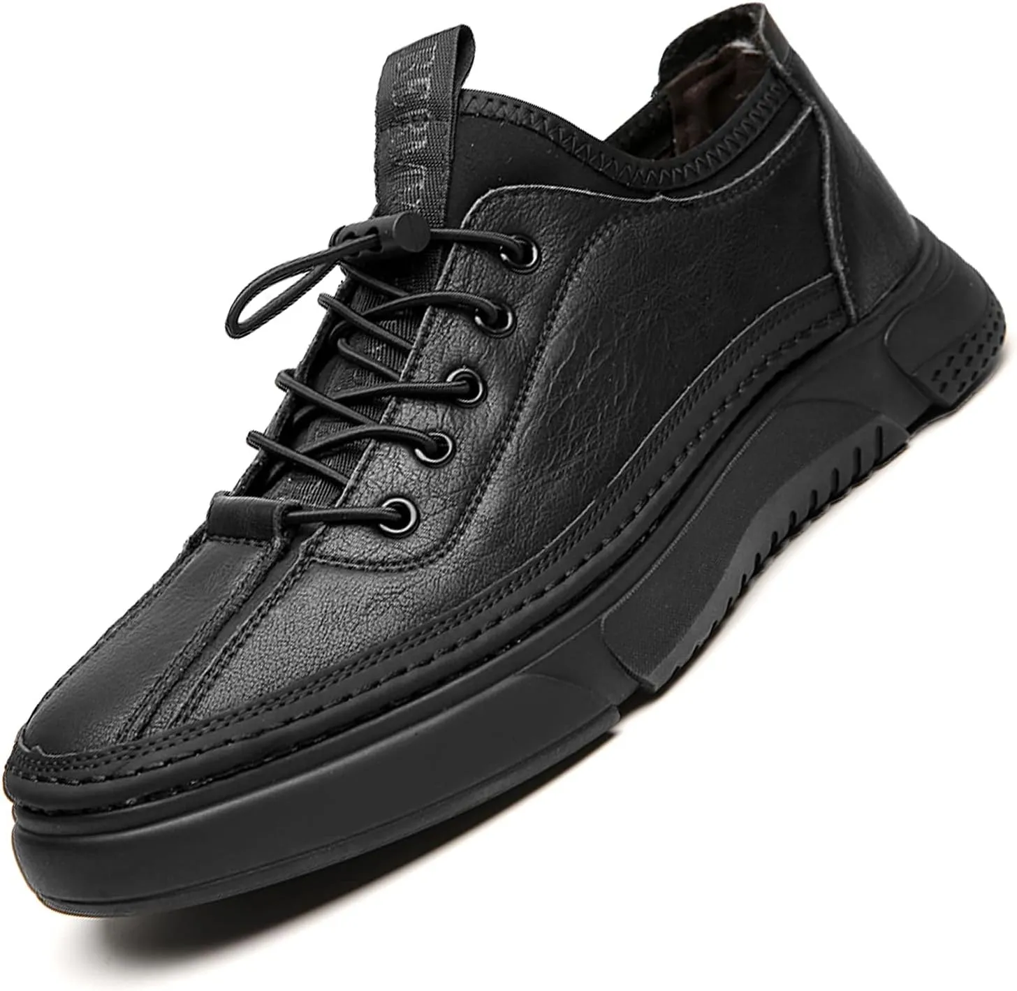 Optigard Mens Leather Casual Shoes,Hand Stitching Lace Up Comfort Non Slip Walking Sports Sneaker Lightweight Business Height Lifting Elevator Shoes