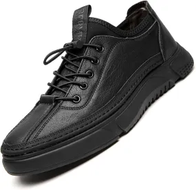 Optigard Mens Leather Casual Shoes,Hand Stitching Lace Up Comfort Non Slip Walking Sports Sneaker Lightweight Business Height Lifting Elevator Shoes