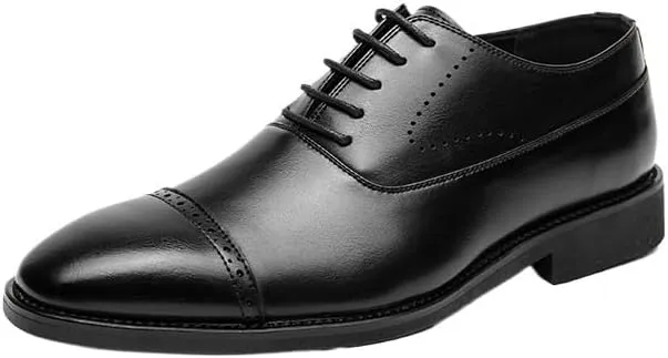 Oxford Dress Shoes for Men Leather Oxford Shoes for Men Breathable Business Formal Shoes Casual Spring Autumn Dress Shoes Comfortable Men's Leather Shoes for Work & Party