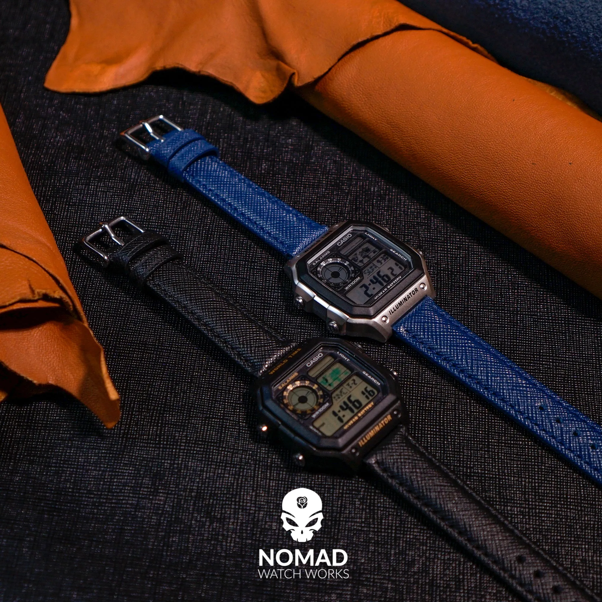 Premium Saffiano Leather Strap in Navy