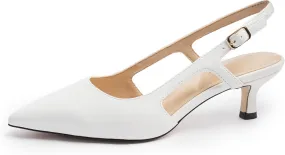 Slingback Kitten Heels for Women, Pointed Closed Toe Heels, Comfortable Women Pumps Low Heel Dress Shoes
