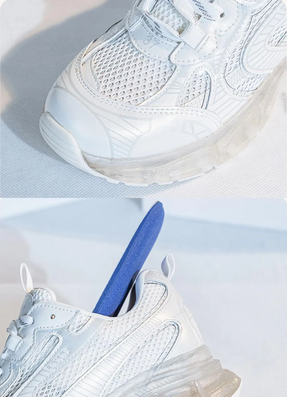 Women's Platform Trainers - Dad Sneaker Style with Transparent Bottom, Breathable Mesh and Lace-up for Casual Autumn Looks. Lightweight and Comfy,Pink-39