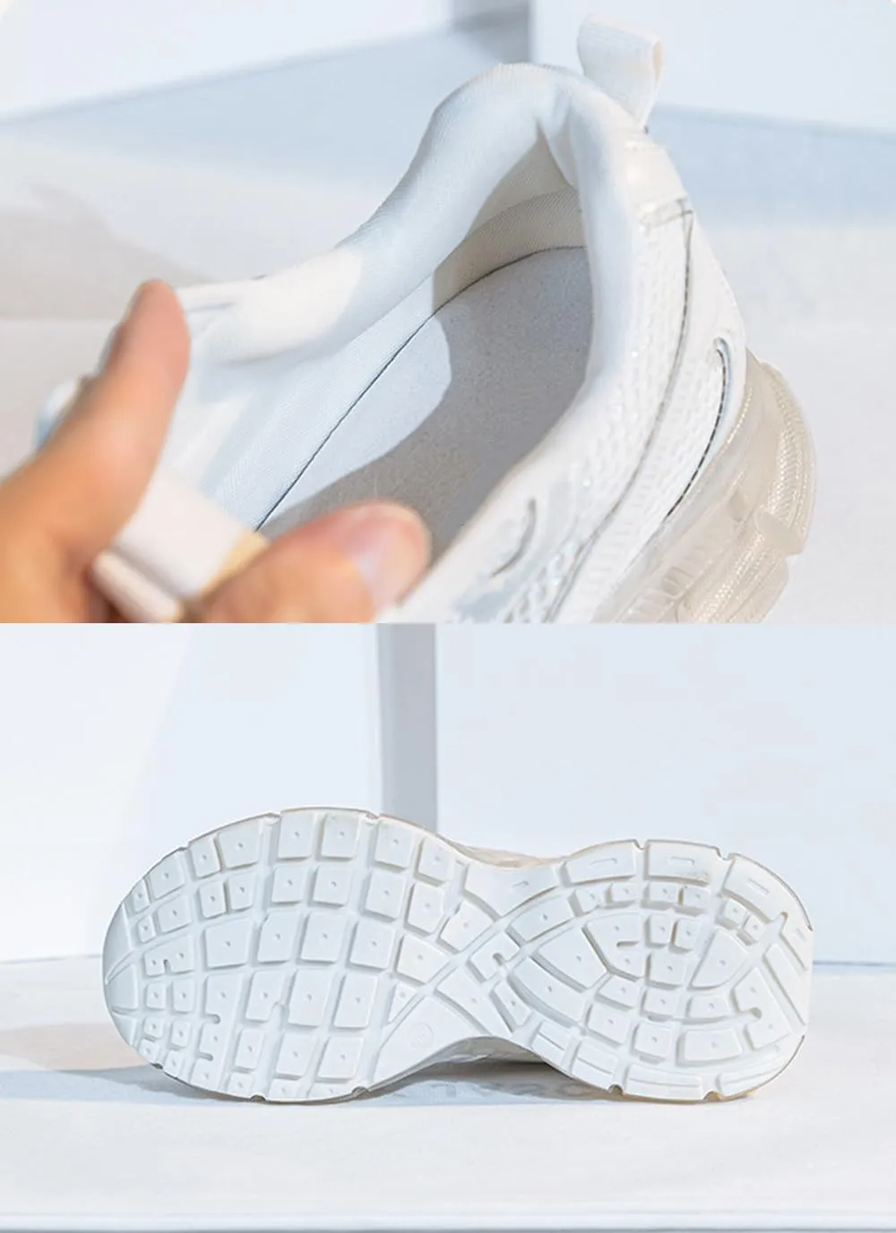 Women's Platform Trainers - Dad Sneaker Style with Transparent Bottom, Breathable Mesh and Lace-up for Casual Autumn Looks. Lightweight and Comfy,Pink-39