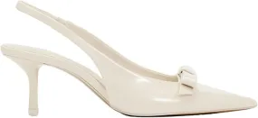 Women's Slingback High Heels Mules Faux Patent Leather Pump Bow Detail Buckle Closure Thin Heel Pointed Toe Wedding Party Office Dance Dress Shoes